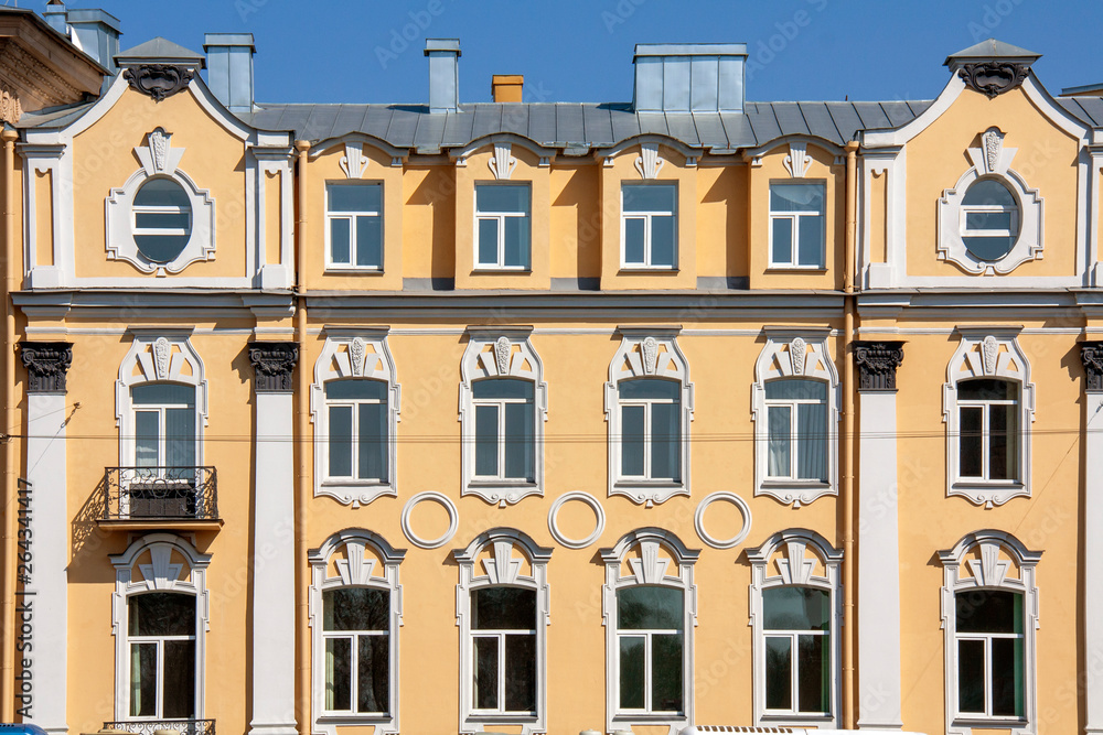 Fragment of the building built in the 18th century on the banks of the Fontanka river. Saint-Petersburg Fragment of the building built in the 18th century on the banks of the Fontanka river. Saint-Petersburg