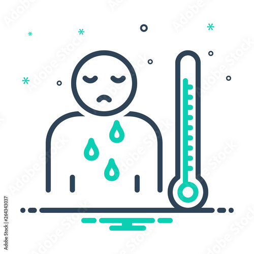 Mix line icon for malaise illness