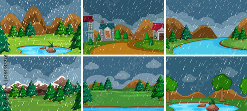 Set of nature landscape