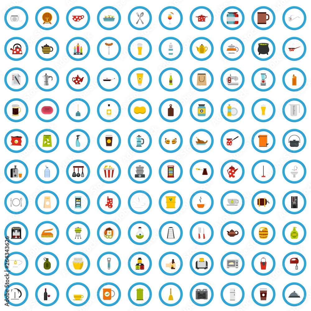100 utensil icons set in flat style for any design vector illustration 100 utensil icons set in flat style for any design vector illustration