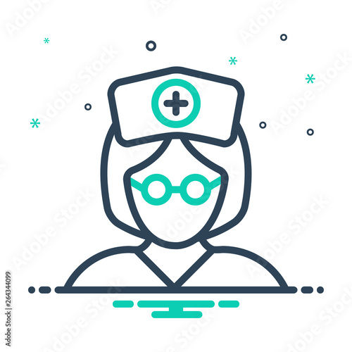 Mix line icon for nurse sister