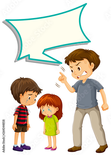 Father upset with children with speech balloon
