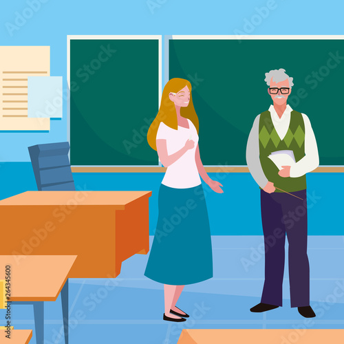 teachers couple in the classroom characters