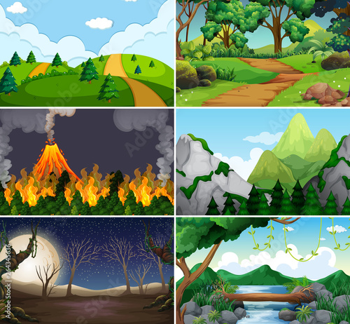 Set of different nature scene