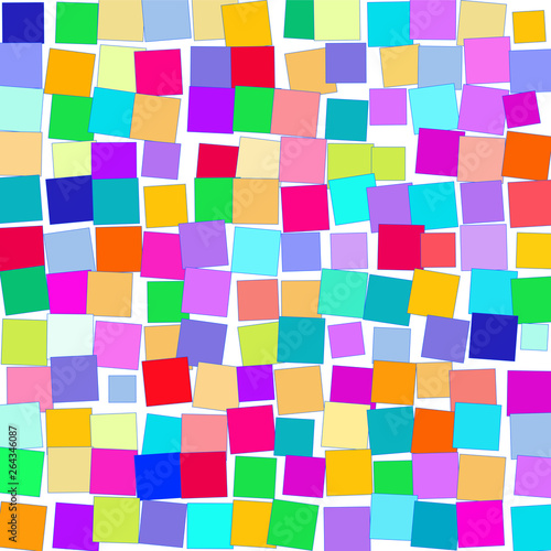 Multicolored squares on a white background. 