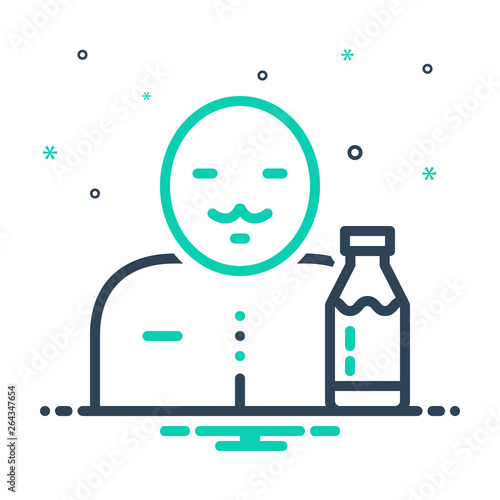 Mix line icon for milkman milk bottle