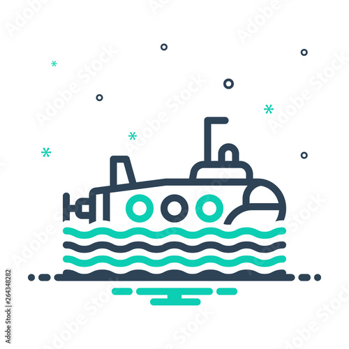 Mix line icon for submarine