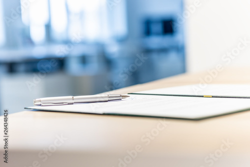 Business document in an open folder