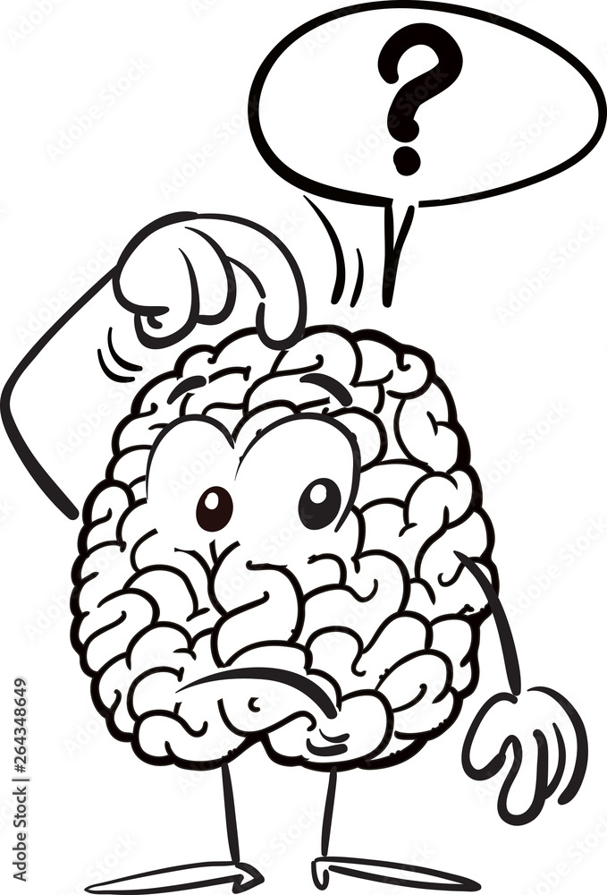 Illustration of an isolated brain with a question sign Illustration of an isolated brain with a question sign