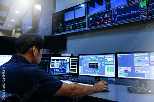 Engineer looking to work in the electrical control room photo