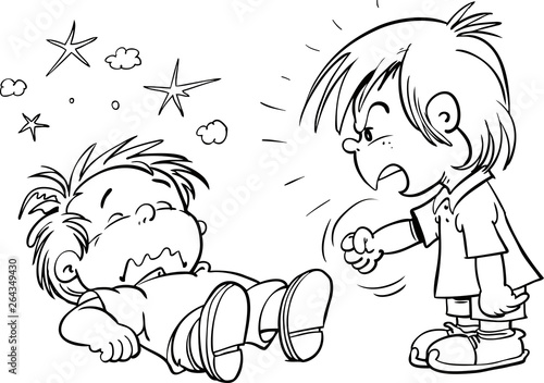 Two schoolboys are fighting