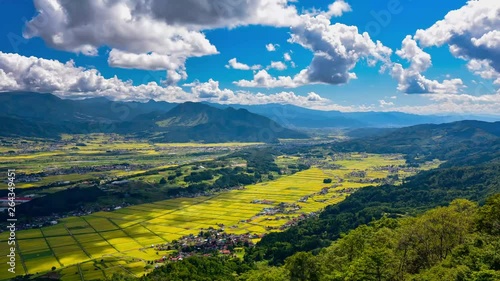 長野県飯山市の秋の田園風景タイムラプス