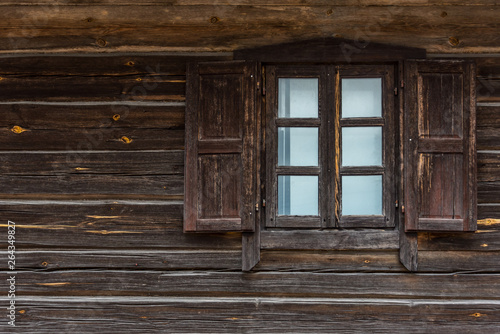 Window in Log House in Lithuania