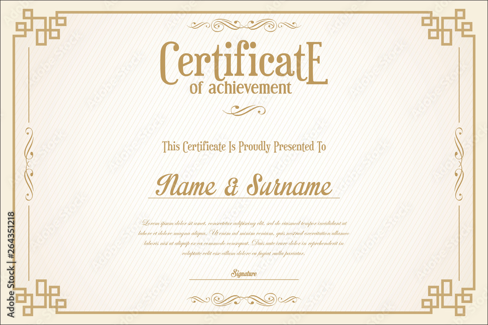 Certificate or diploma retro template