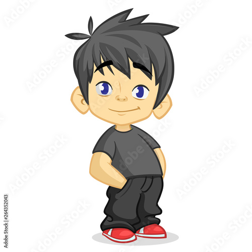 Cartoon rockstar boy wearing trendy style clothes