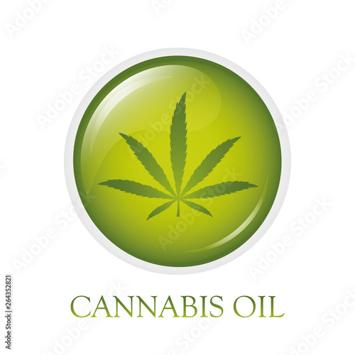 healthy green cannabis oil liquid in a white cup vector illustration EPS10