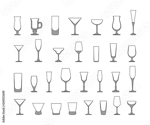 set of wine glasses. vector illustration isolated on white background
