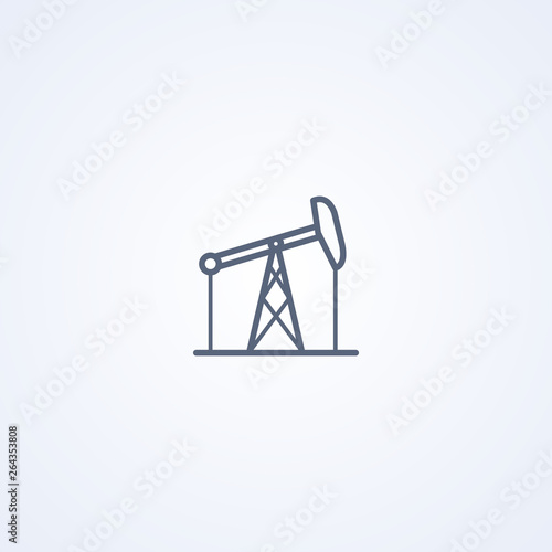 Oil production, vector best gray line icon
