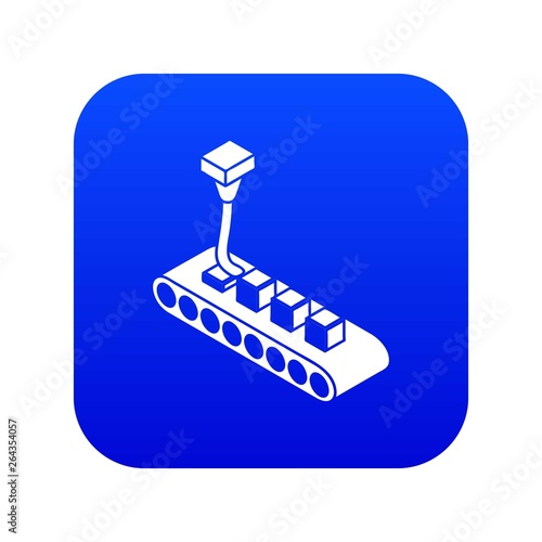 Cube d printing icon blue vector isolated on white background