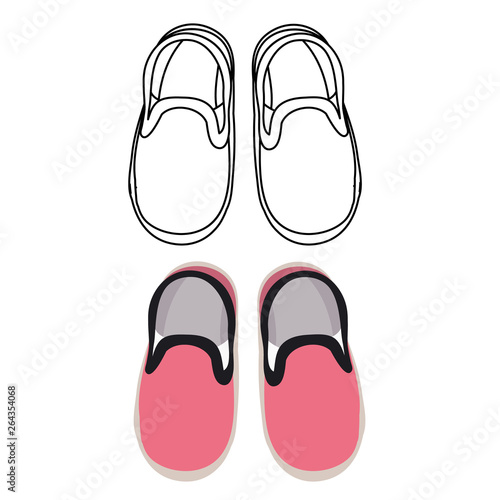 vector, in isolation, top view shoes for children