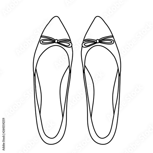 vector, isolated, top view of female shoes sketch