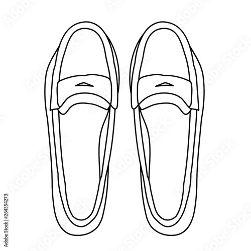 vector, isolated, top view of men's shoes sketch