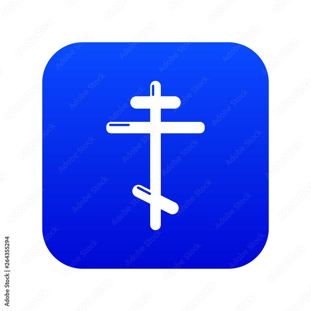 Orthodox cross icon blue vector isolated on white background Orthodox cross icon blue vector isolated on white background