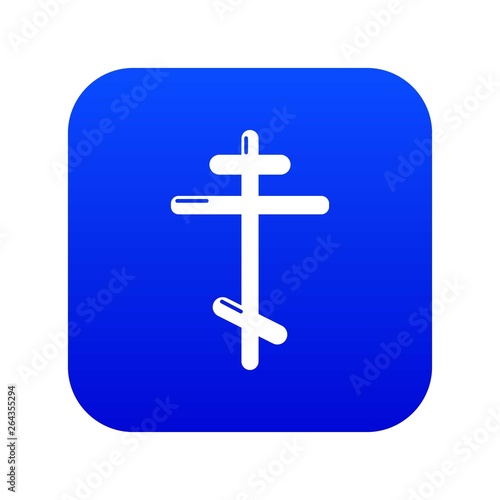 Orthodox cross icon blue vector isolated on white background