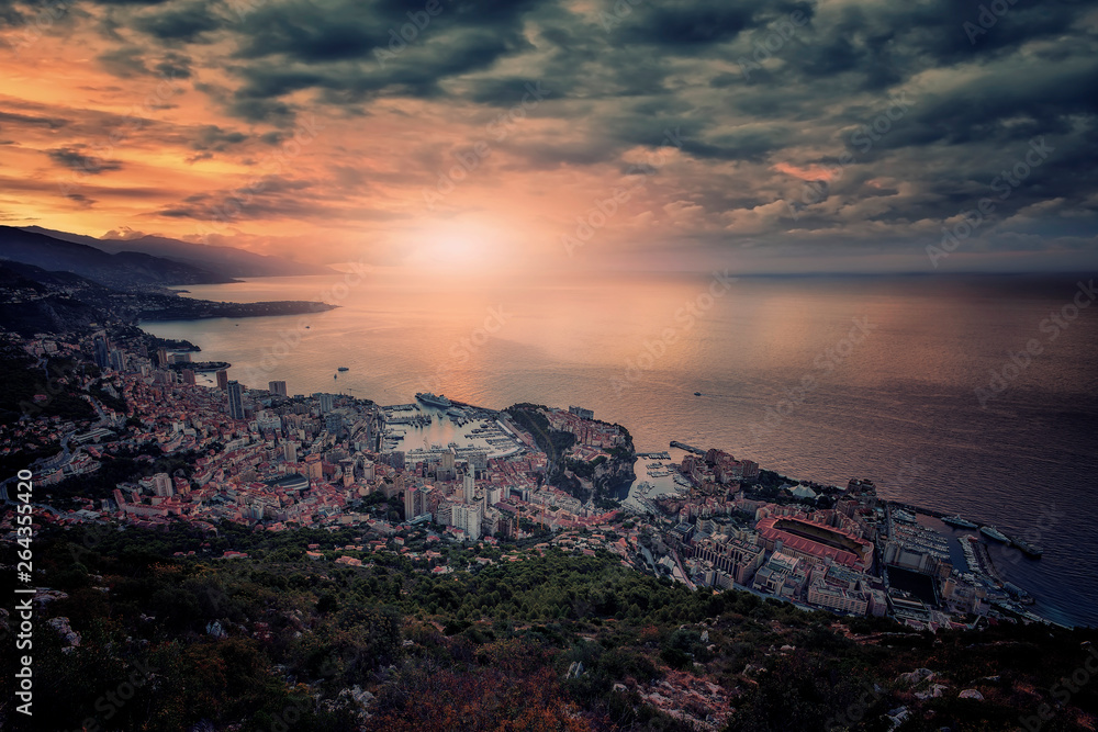 Monaco sunrise viewed from La Turbie