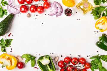 Fresh Vegetables frame with place for text. Healthy food or diet concept