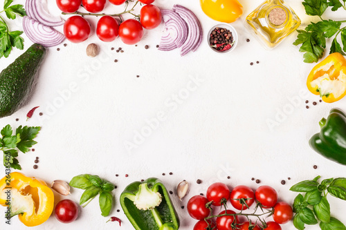 Fresh Vegetables frame with place for text. Healthy food or diet concept