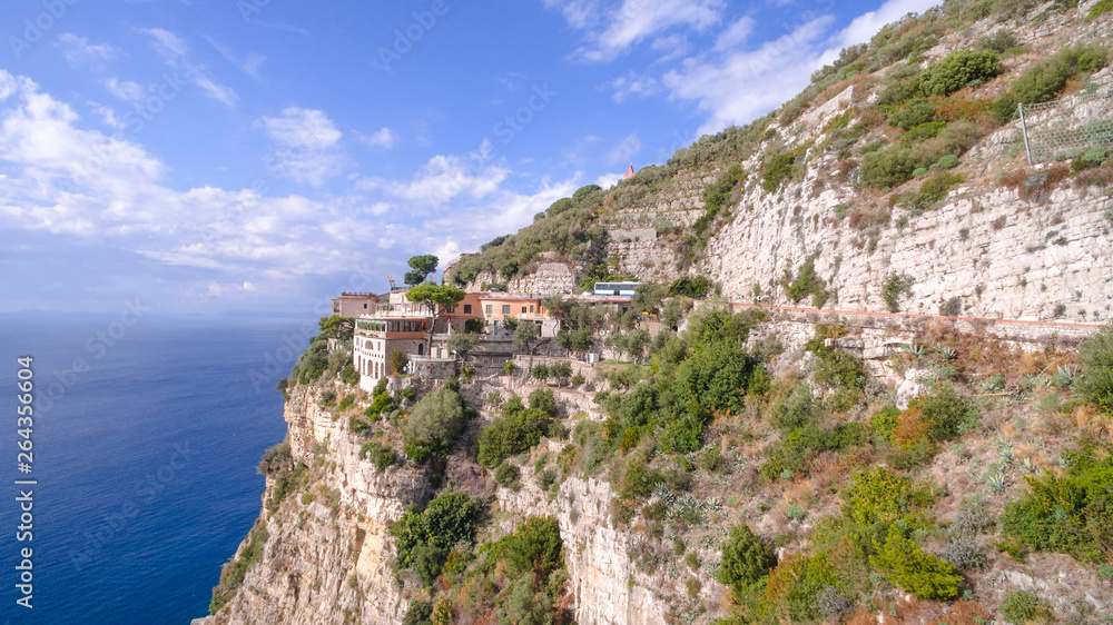 aerial view of Sorrento, Meta in Italy in a beautiful summer day, concept travel tour mountains road