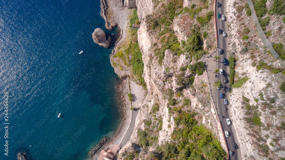 aerial view of Sorrento, Meta in Italy in a beautiful summer day, concept travel tour mountains road aerial view of Sorrento, Meta in Italy in a beautiful summer day, concept travel tour mountains road