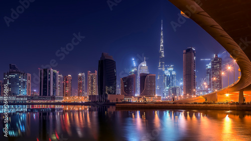 Fotografia, Obraz Dubai cityscape with the tallest building in the world Burj Khalifa