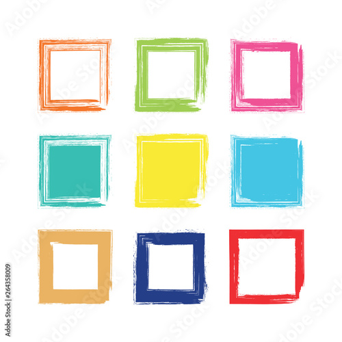 vector brush strokes Square of paint on white background