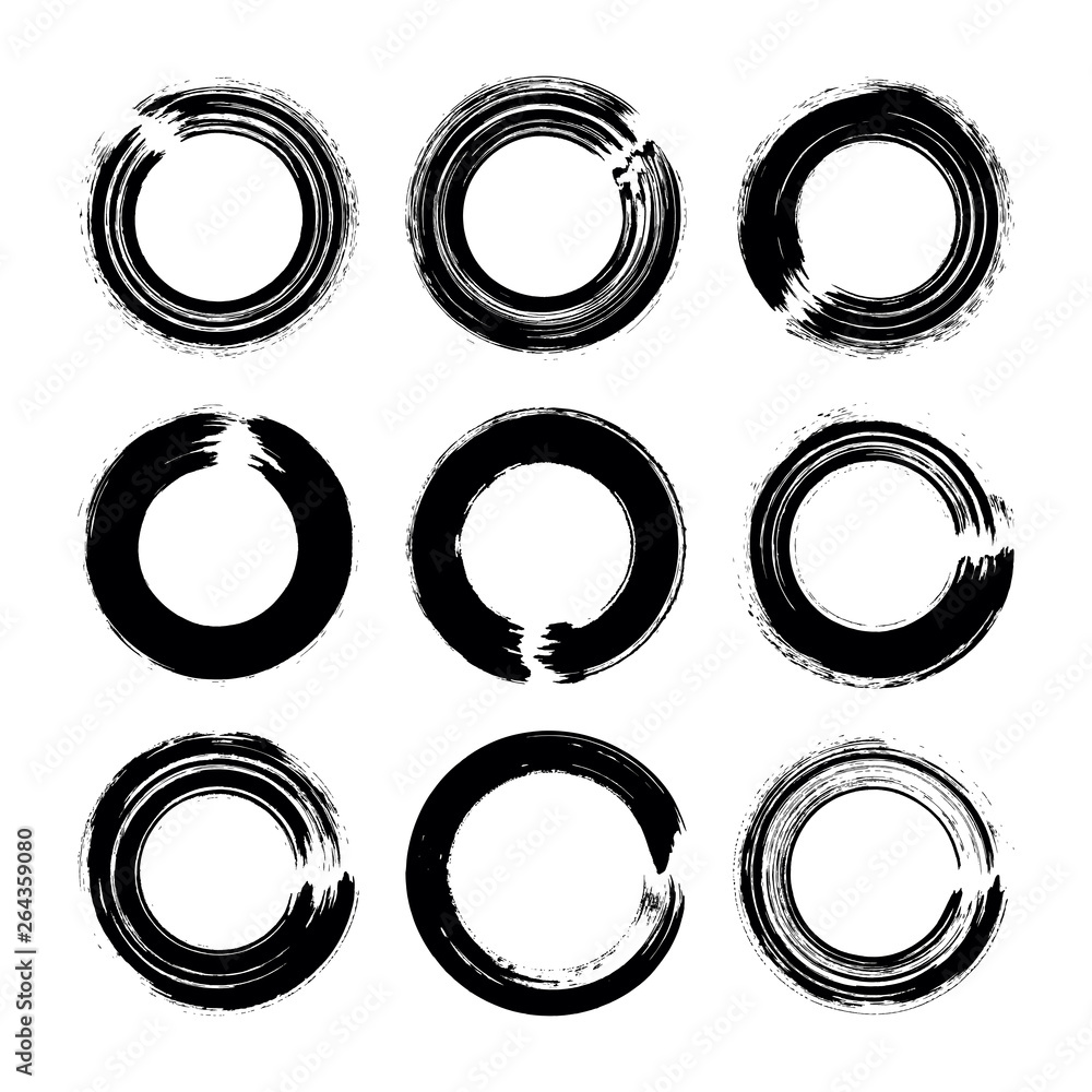 vector brush strokes circles of paint on white background vector brush strokes circles of paint on white background