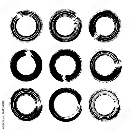 vector brush strokes circles of paint on white background