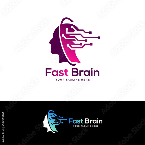smart brain logo designs template, robot technology logo designs concept