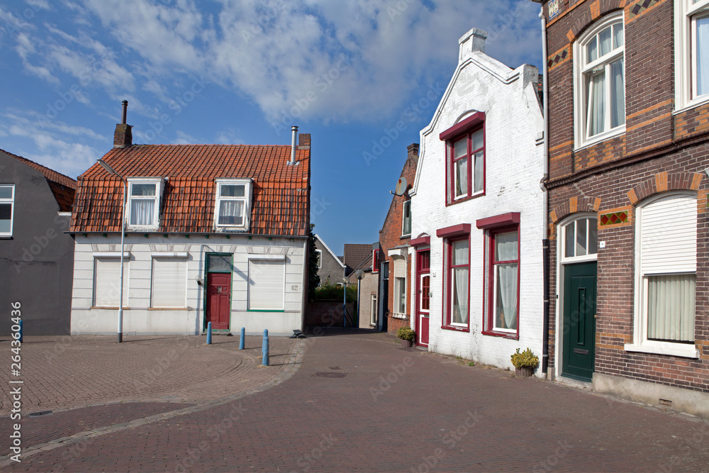Terneuzen Zeeland Netherlands. Old houses and street. Oud-Terneuzen