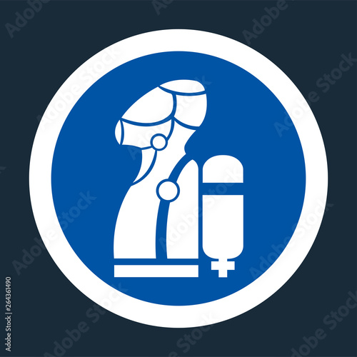 Wear SCBA (Self Contained Breathing Apparatus) Symbol On black Background,Vector llustration