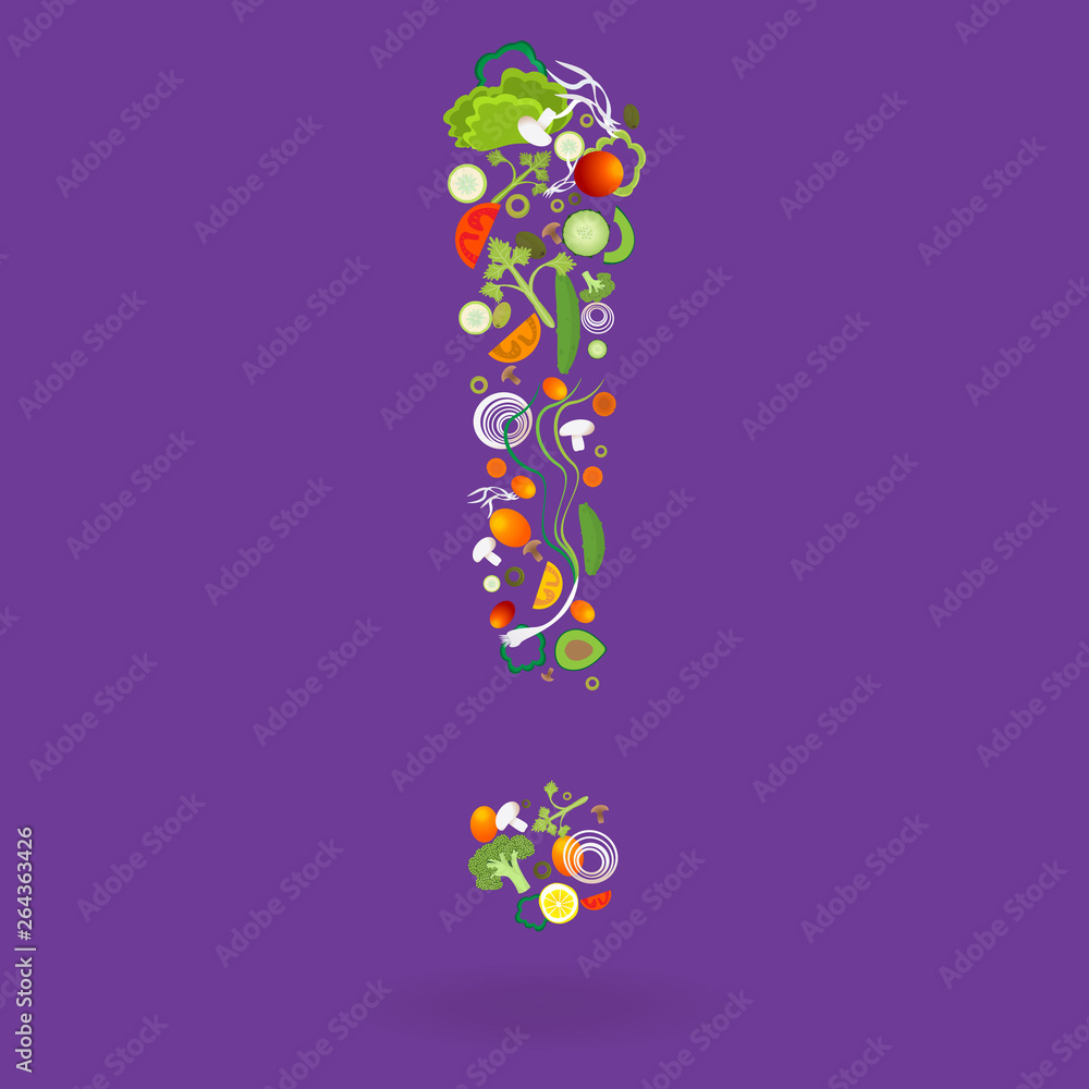 Exclamation mark with vegetables pattern