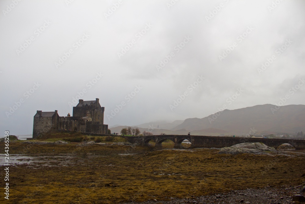 Eileen Donan Castle, Scotland, UK on a Foggy Day in Autumn
