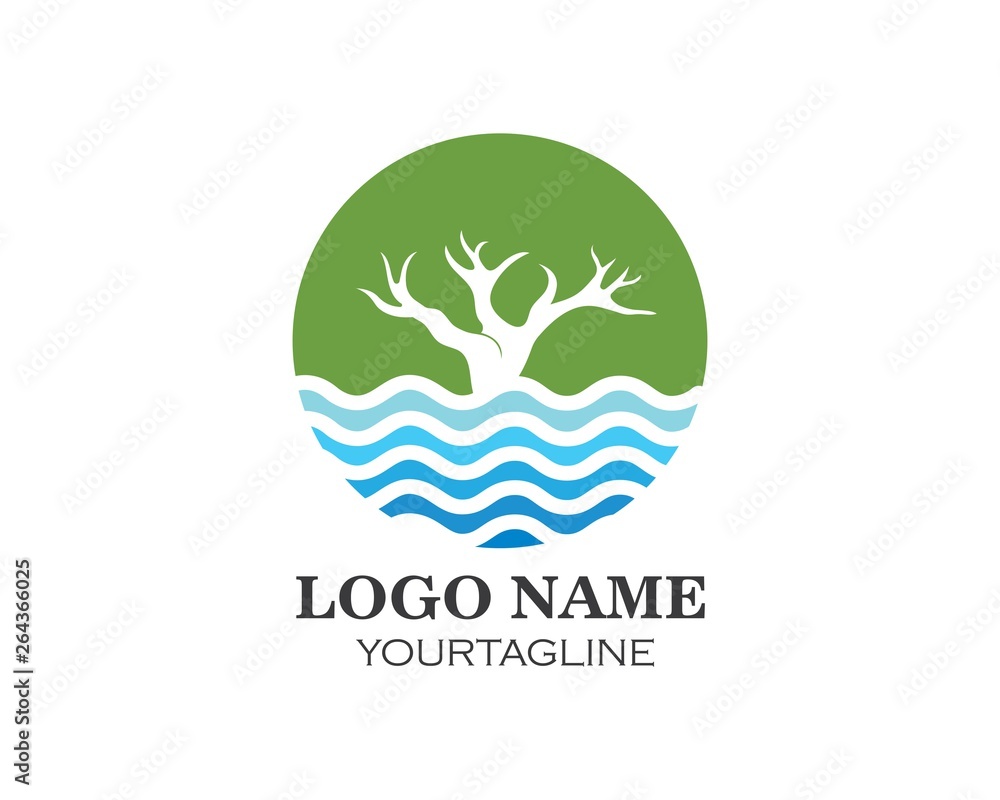 tree and water symbol and icon of go green eco nature tree and water symbol and icon of go green eco nature