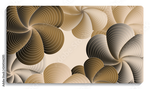 card background with graphic vortex flowers in gold ivory