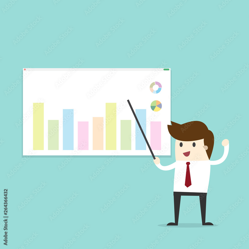 Business man with arrow graph, investment concept. Business man with arrow graph, investment concept.