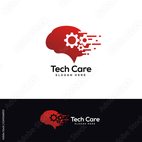 smart brain logo designs concept, head tech logo designs