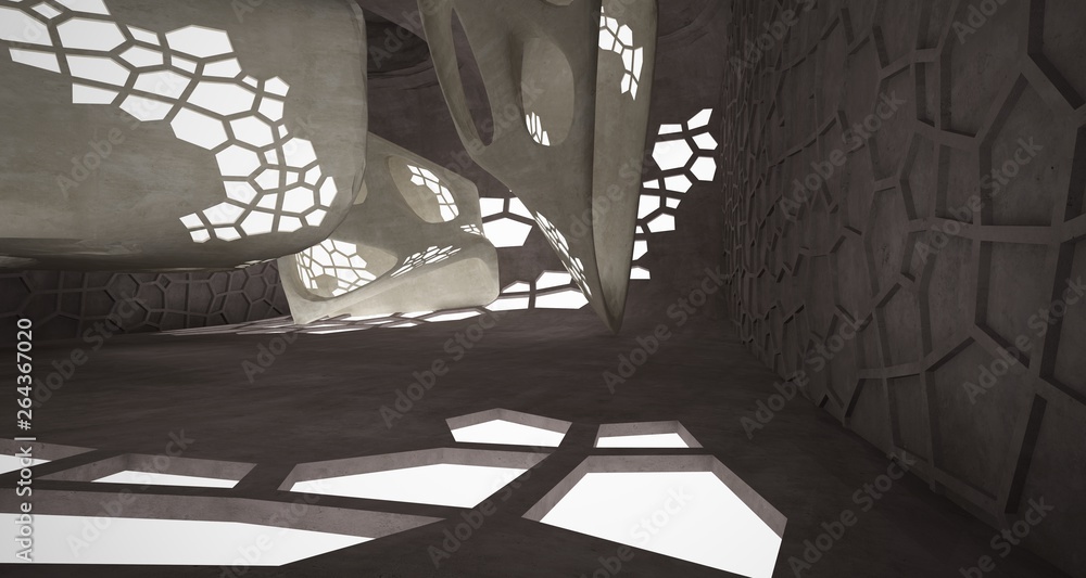 Abstract white and concrete interior. 3D illustration and rendering. Abstract white and concrete interior. 3D illustration and rendering.