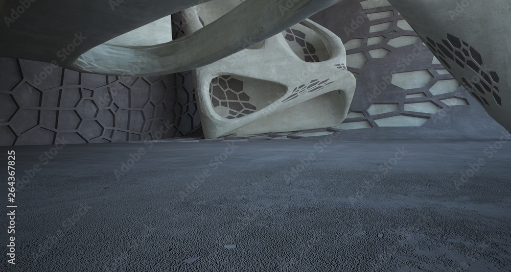 Abstract white and concrete interior. 3D illustration and rendering. Abstract white and concrete interior. 3D illustration and rendering.