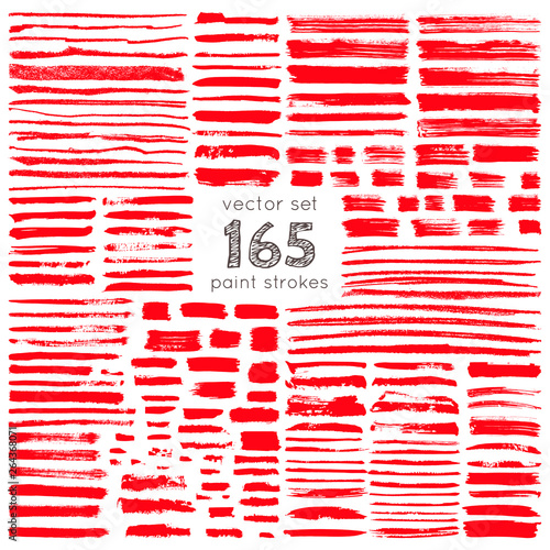 red vector brush strokes of paint on white background
