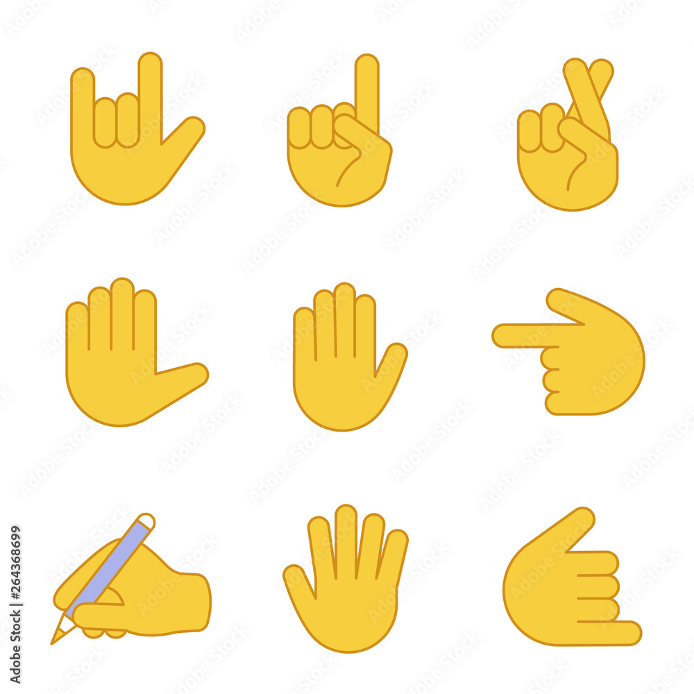 Hand gesture emojis color icons set Hand gesture emojis color icons set